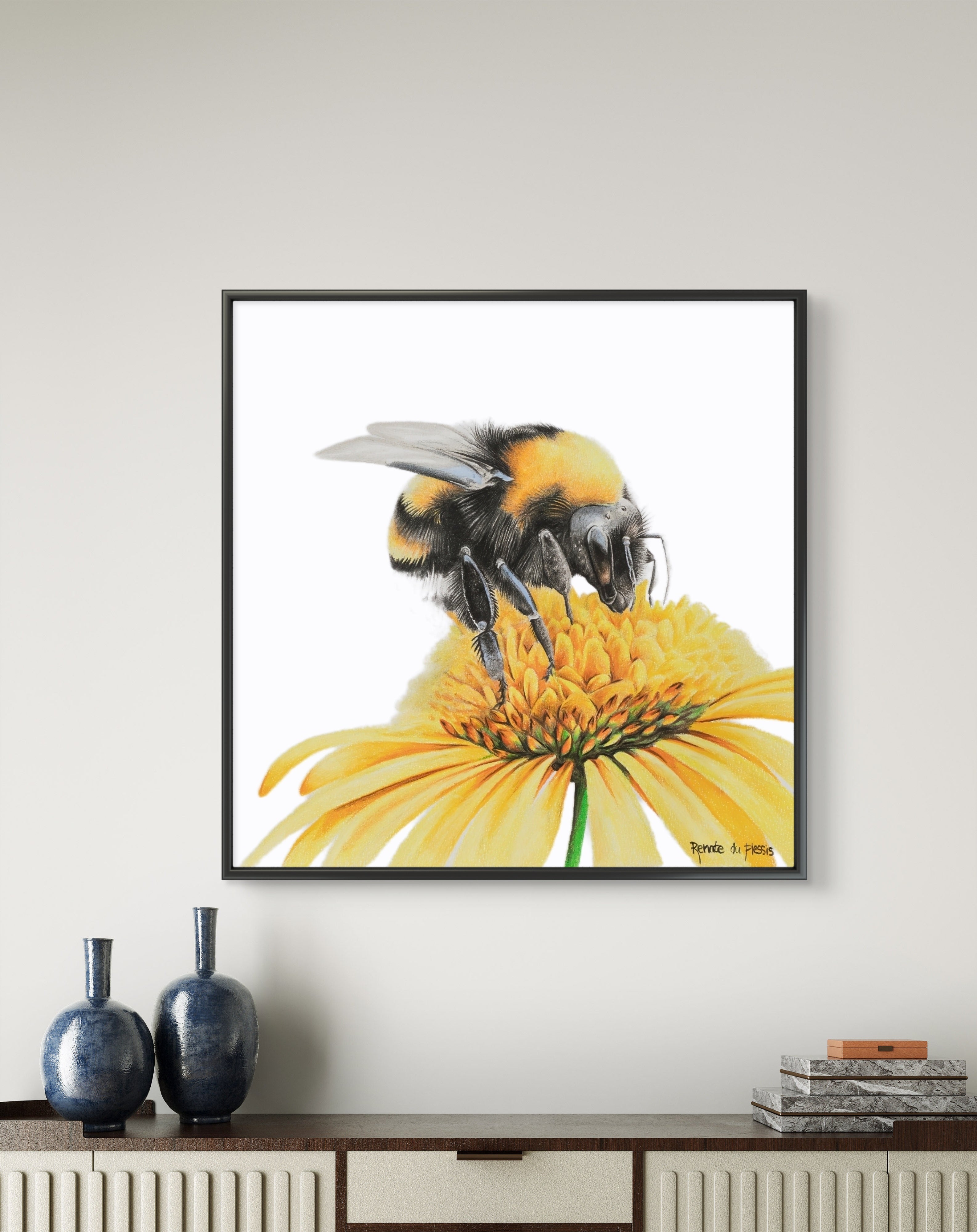 Framed canvas - Bee on Yellow Flower