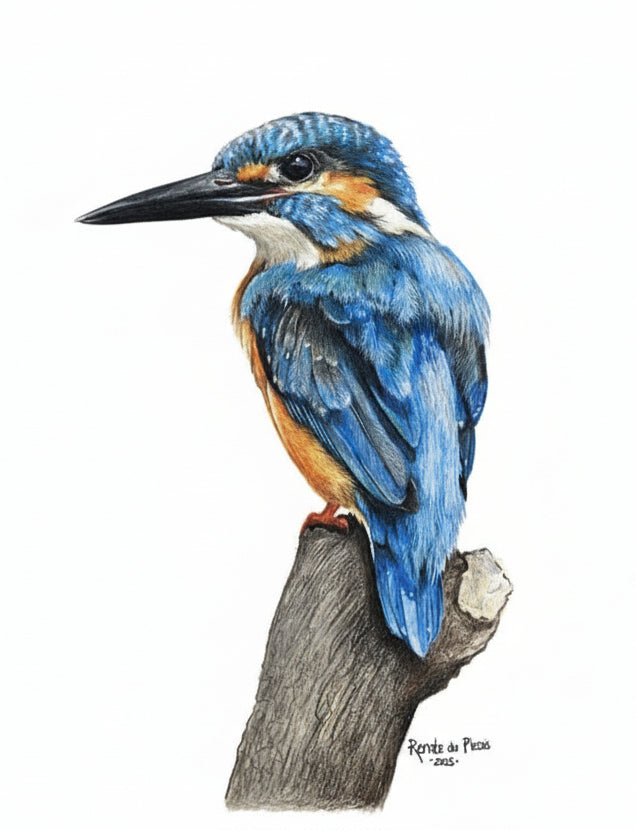 King Fisher bird portrait on a white background