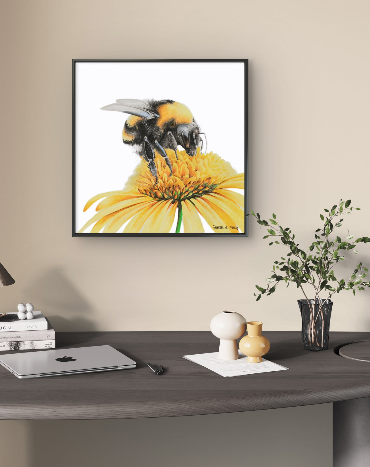 Framed canvas - Bee on Yellow Flower