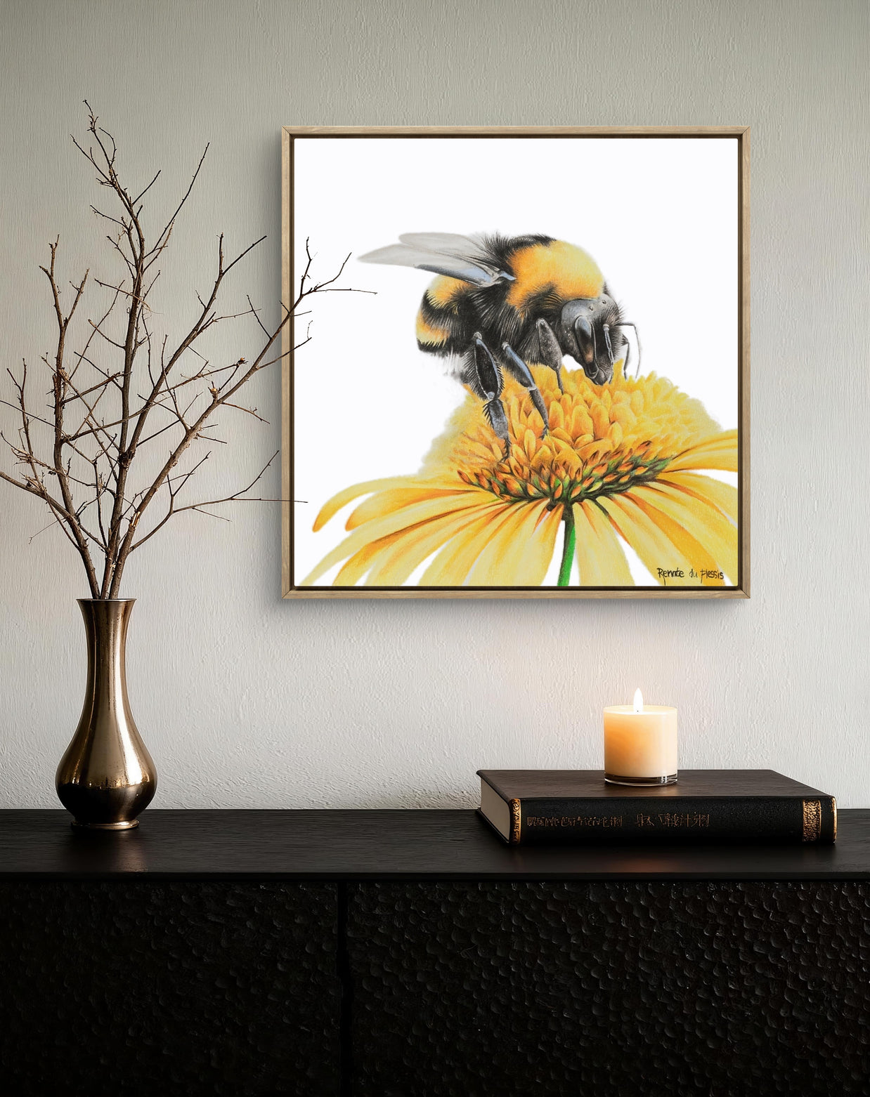 Framed canvas - Bee on Yellow Flower